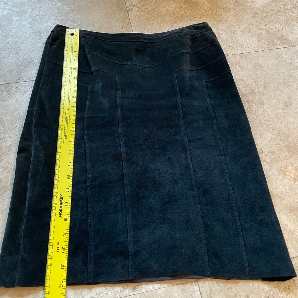 Genuine leather a line skirt in black